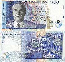 *50 Rupií Maurícius 1998 P43 UNC - Kliknutím na obrázok zatvorte -